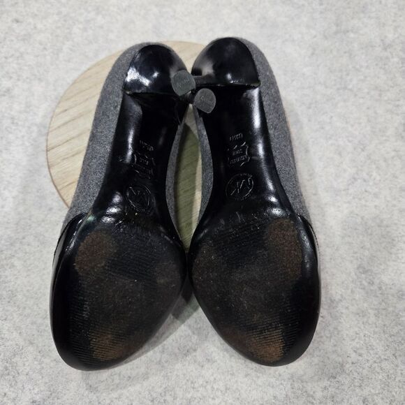 🐢 Michael Kors Presseley Cap Toe Flannel Stiletto Heel Pump Size 6.5 - Picture 11 of 13